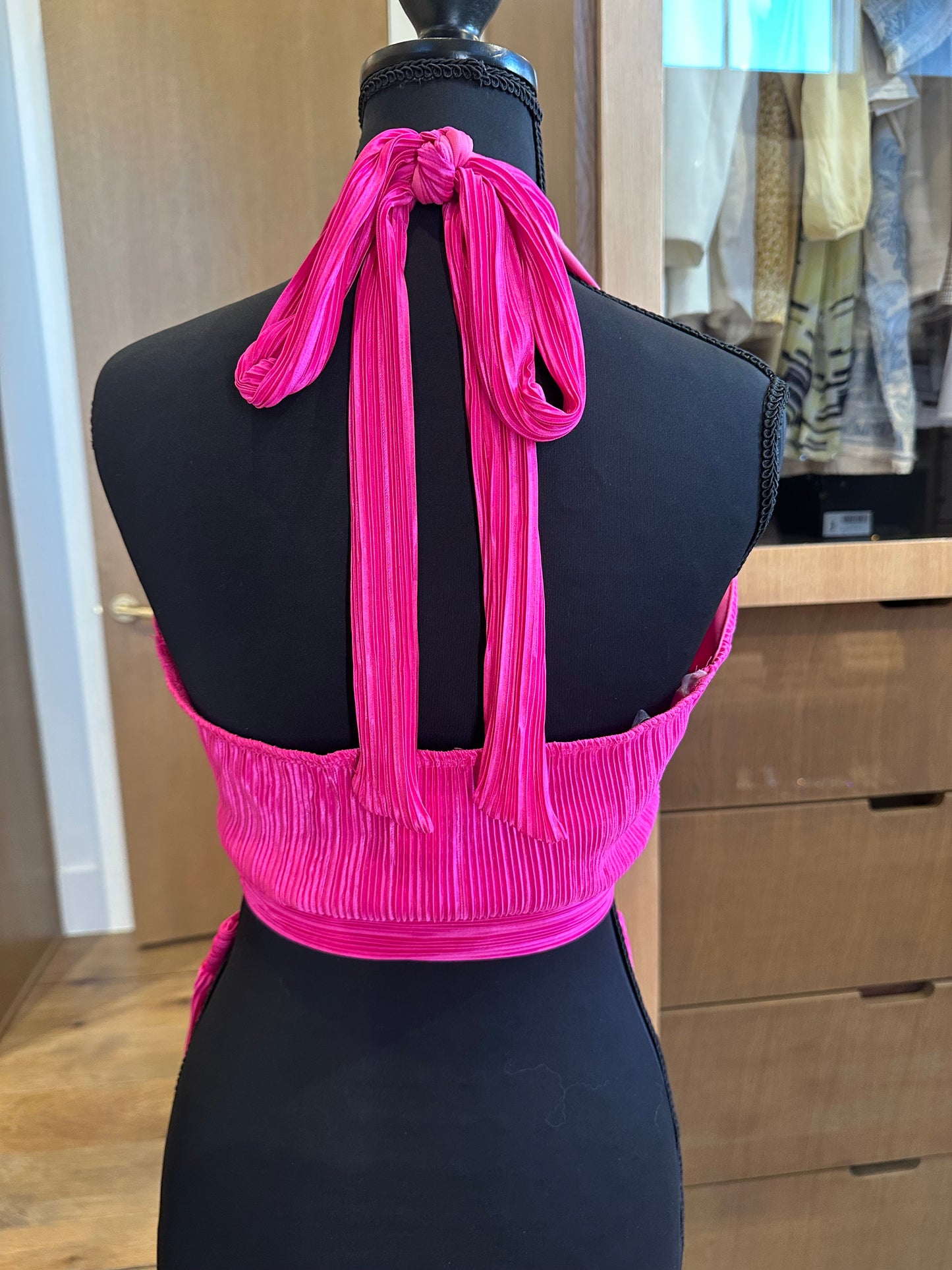 Pink Cameo Crop Halter & Wide Leg Pant