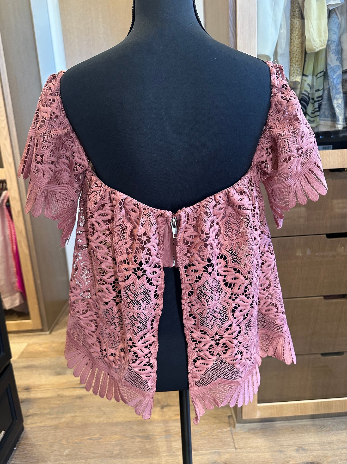 For Love & Lemons Blush Lace, Off Shoulder Top