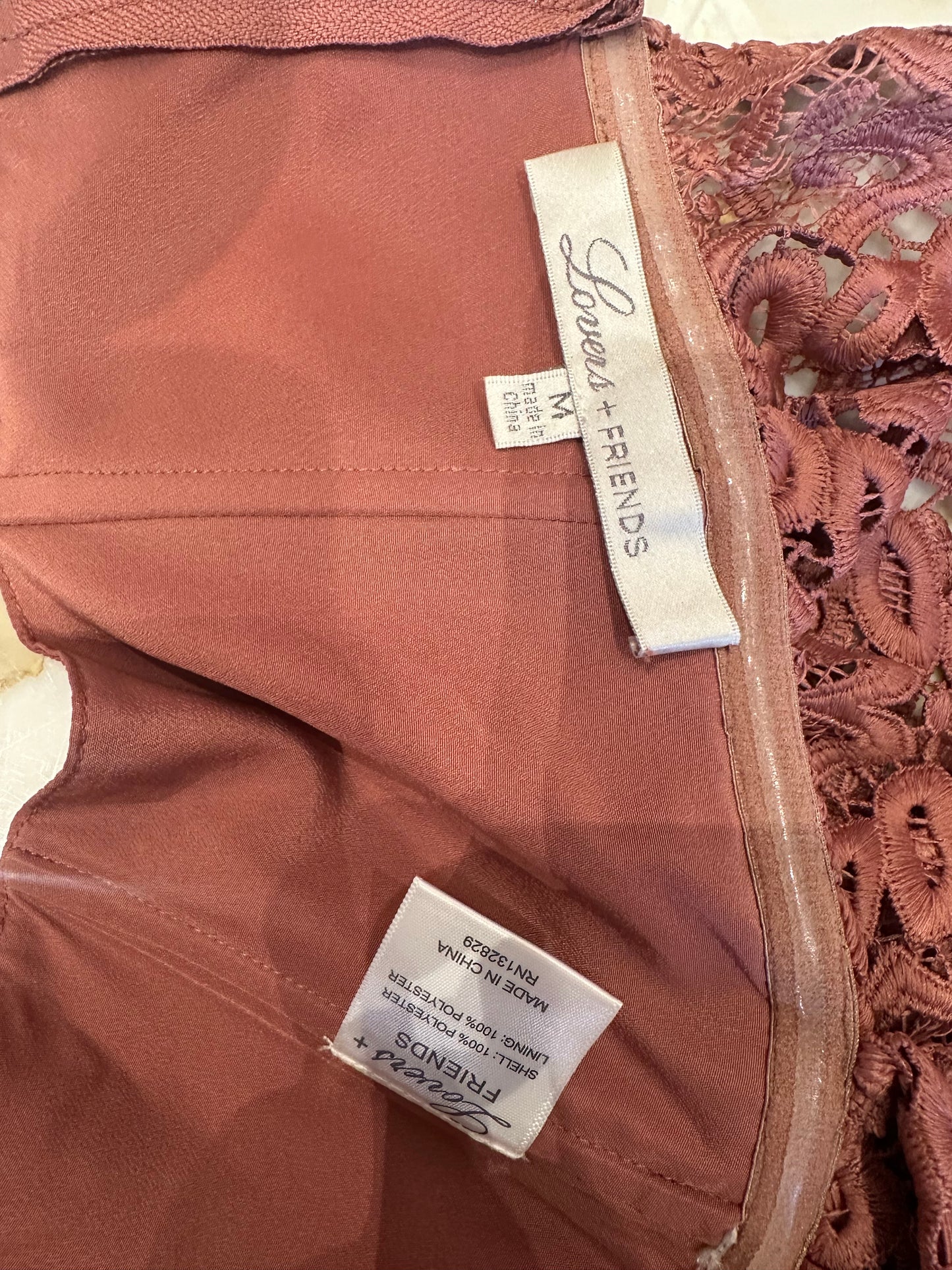 For Love & Lemons Blush Lace, Off Shoulder Top