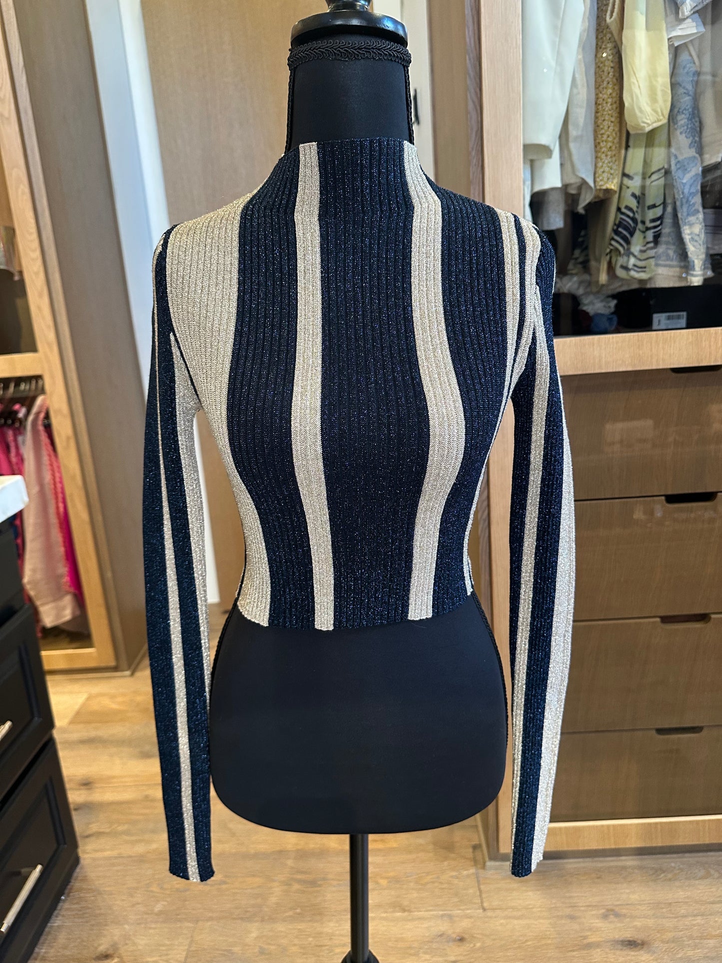 Self Portrait Striped Long Sleeve Crop