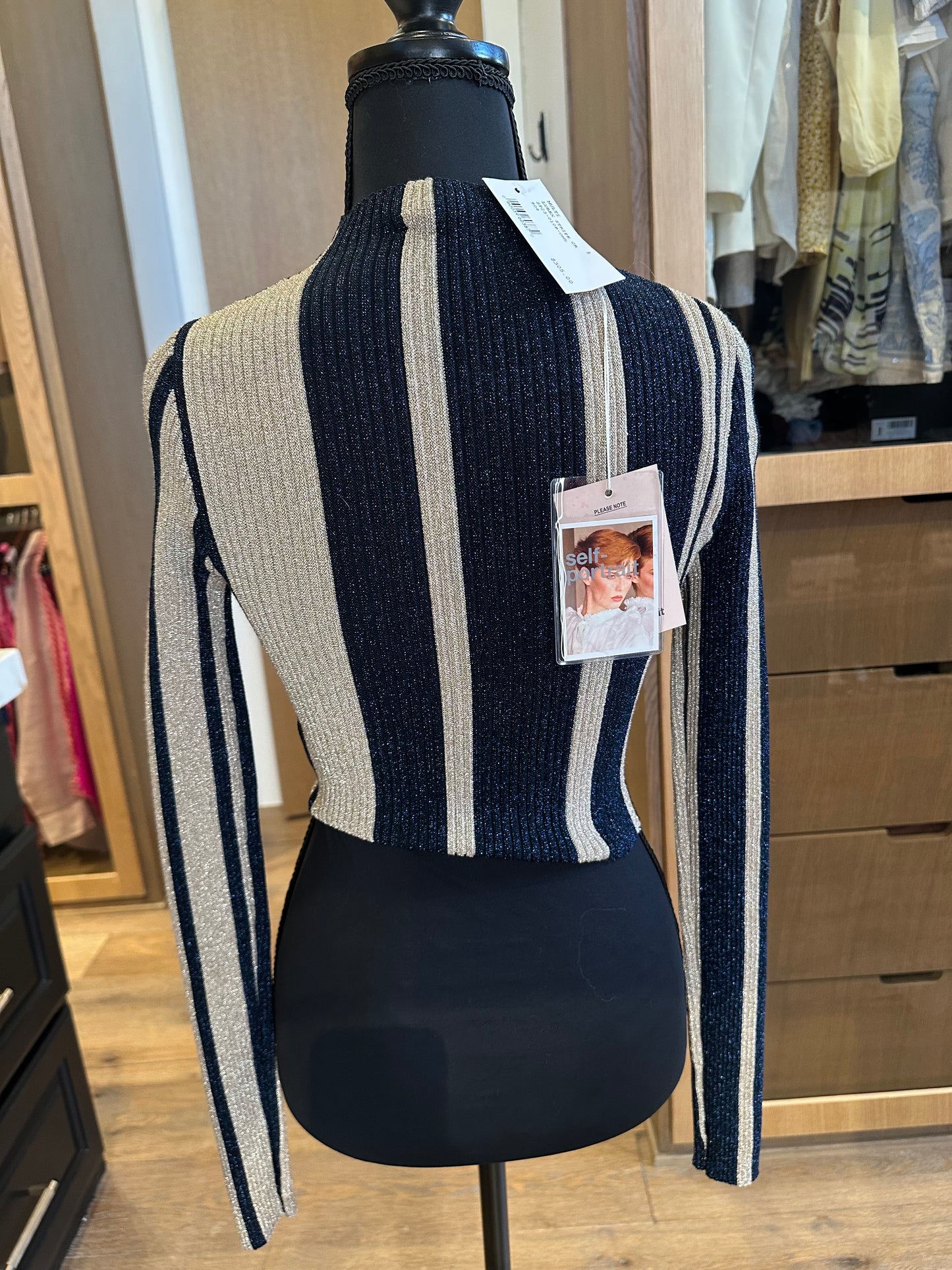 Self Portrait Striped Long Sleeve Crop