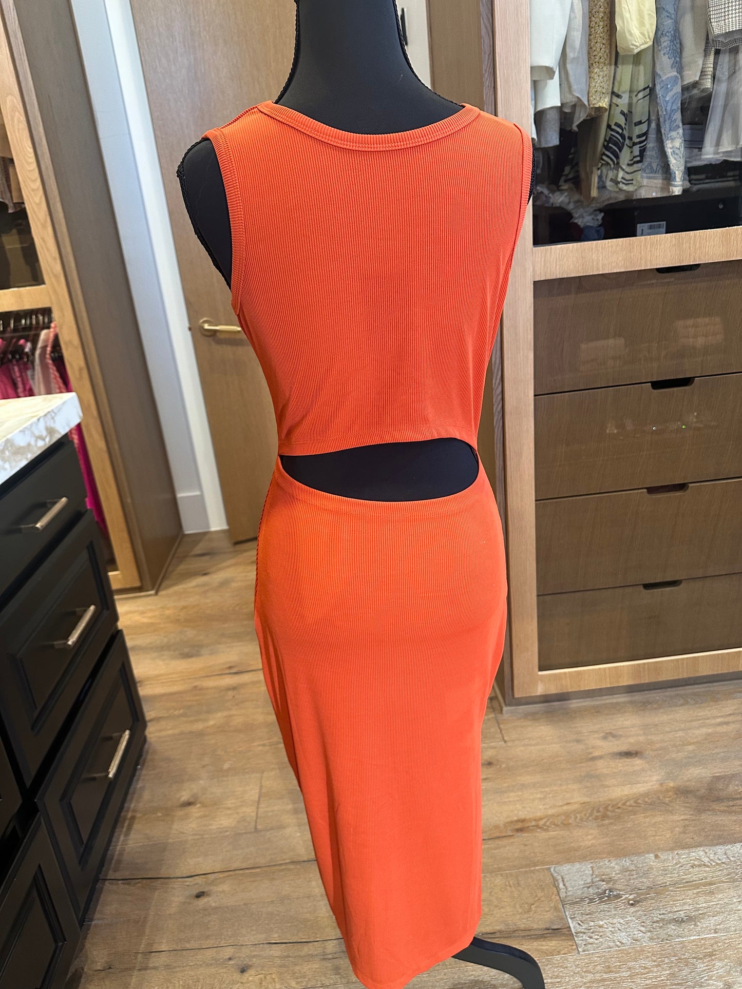Orange Cut Out Summer Dress