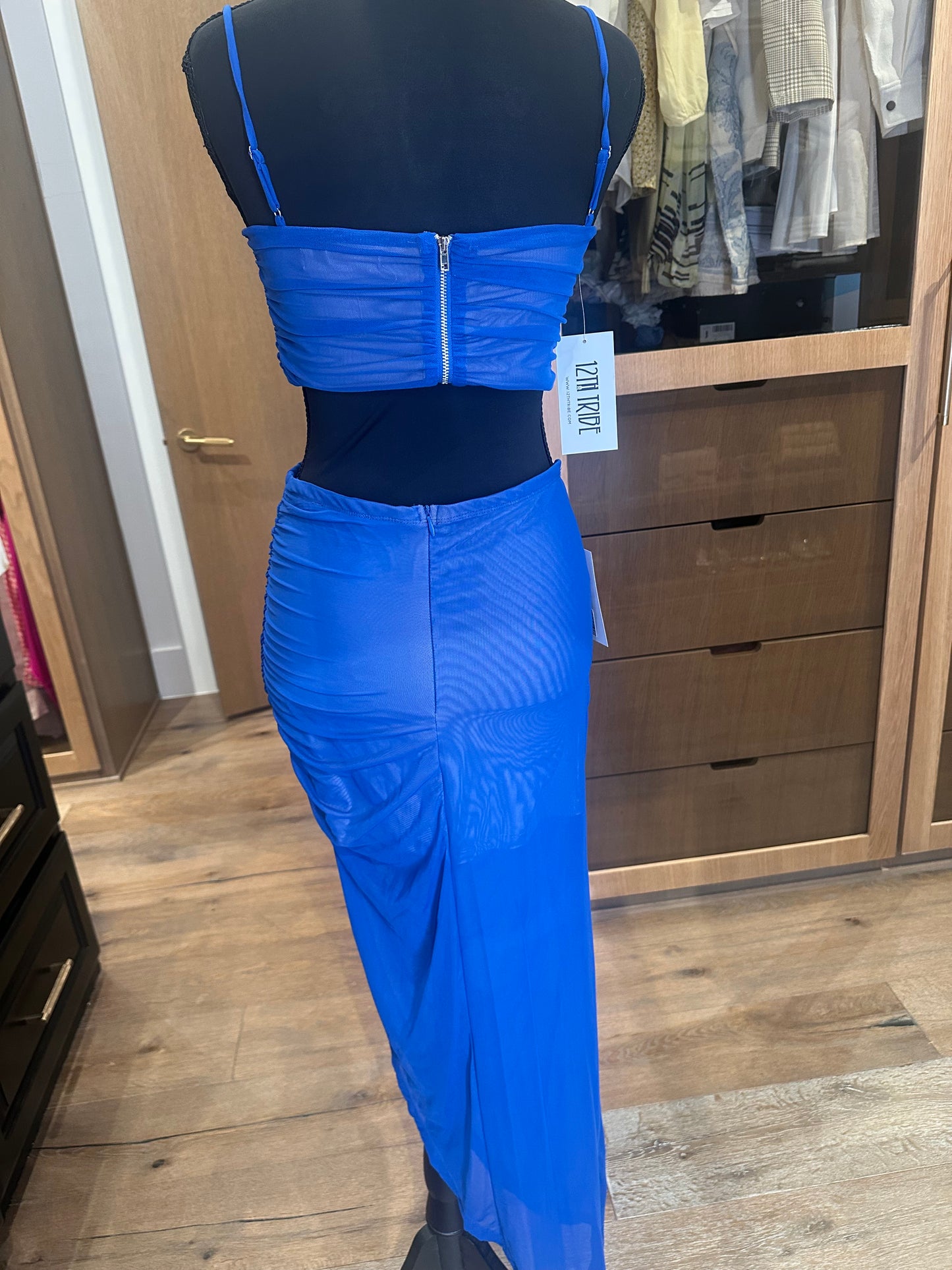 12th Tribe Blue A-line Skirt w/ Matching Crop Top