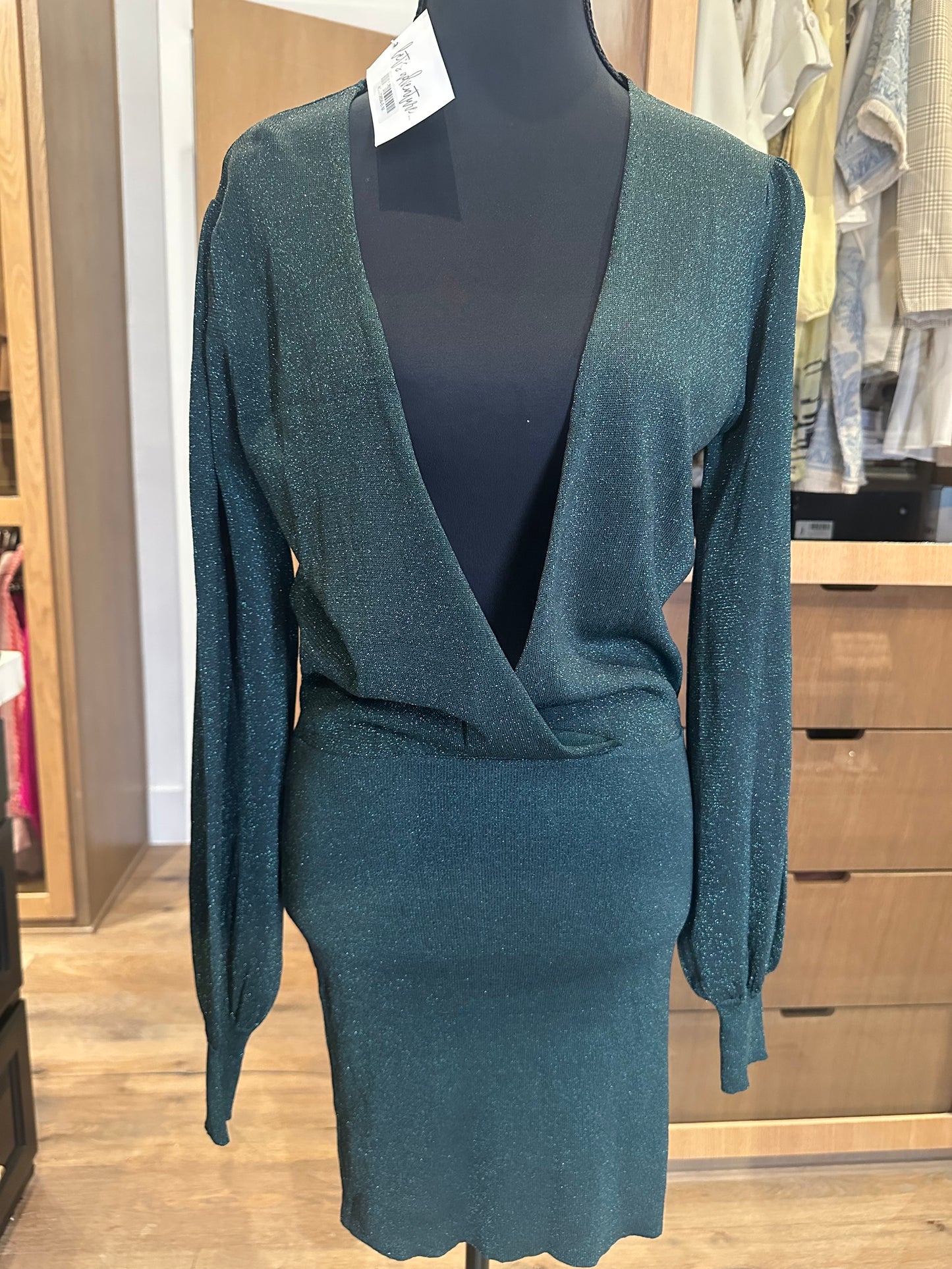 12th Tribe Dark Green V Cut Dress