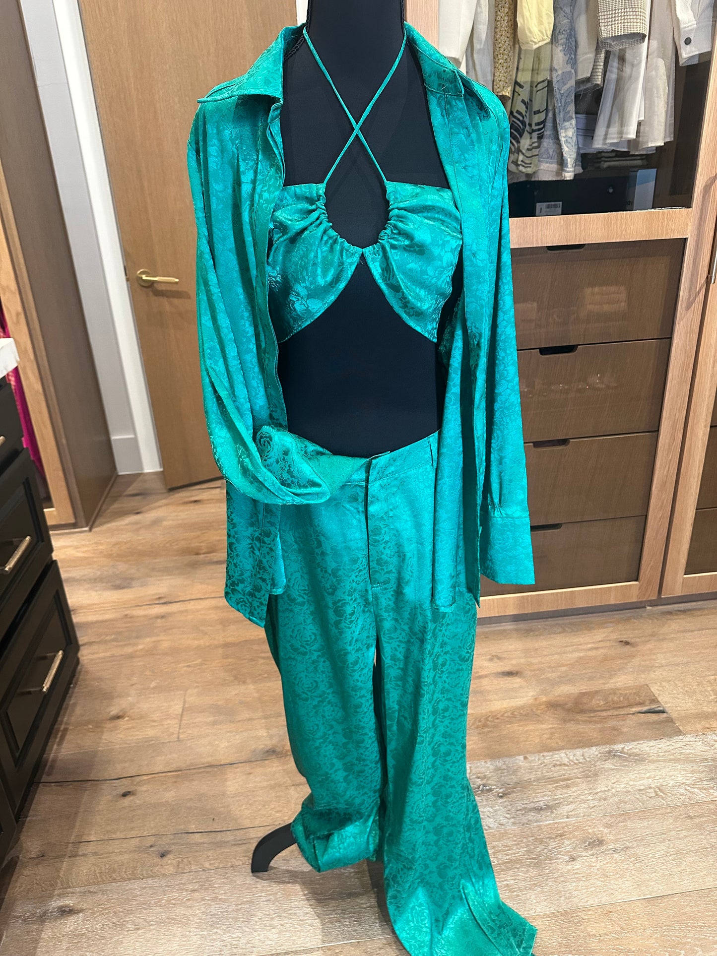 12th Tribe Green Summer Satin Set