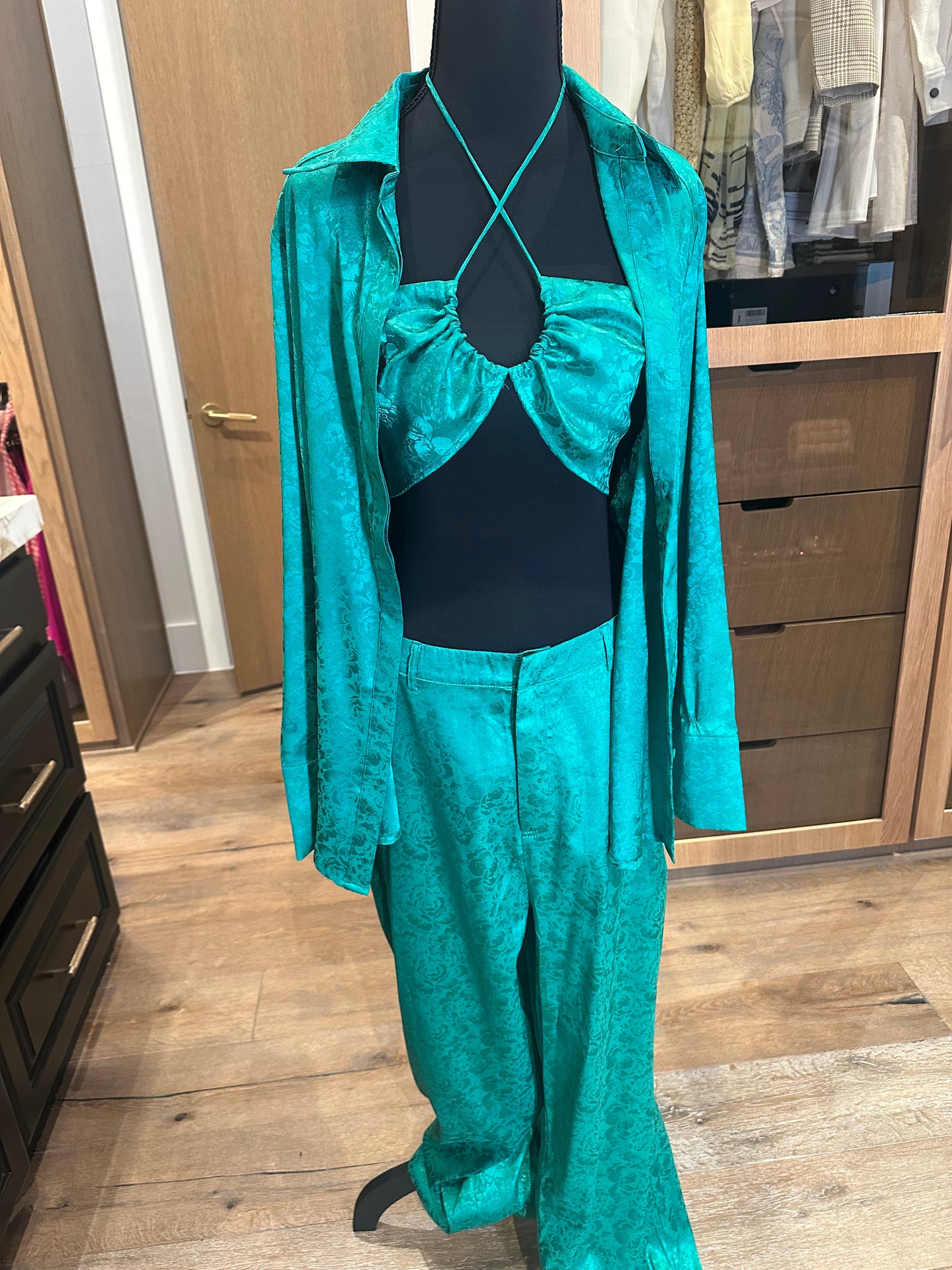 12th Tribe Green Summer Satin Set