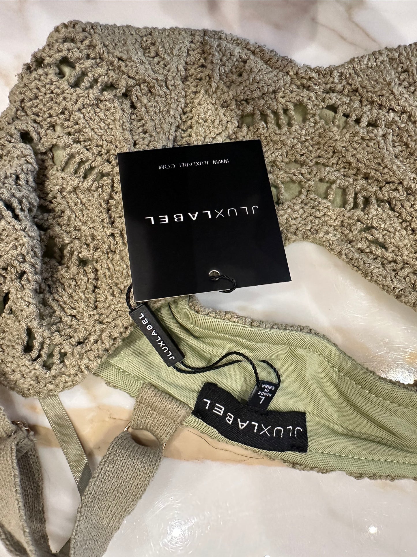 JLux Label Crochet Olive Green Summer Set