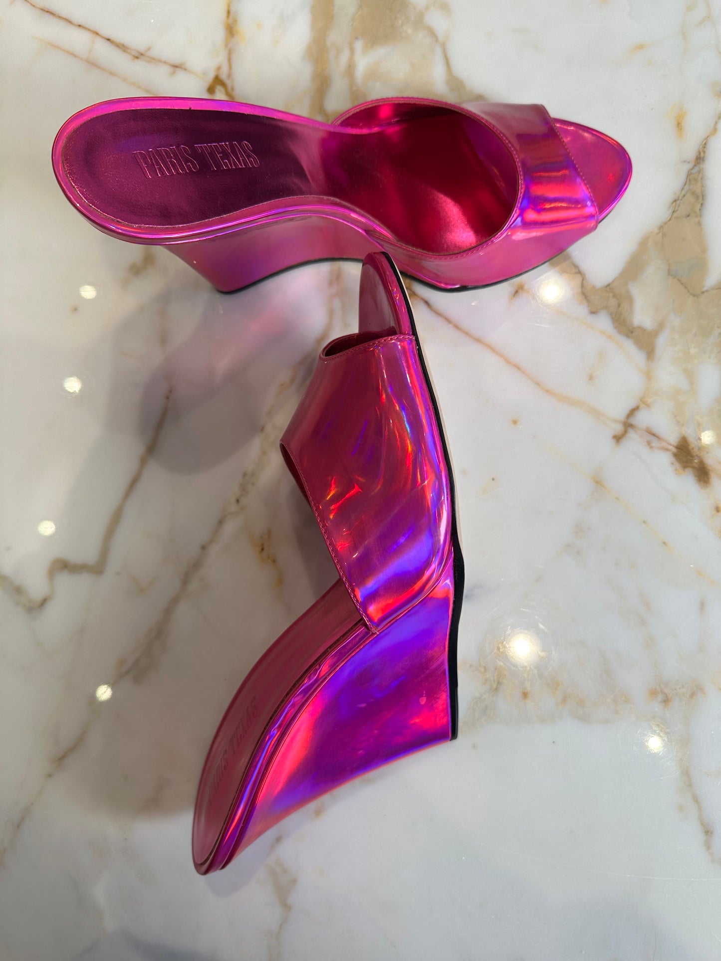 Paris Texas Metallic Pink Wedges