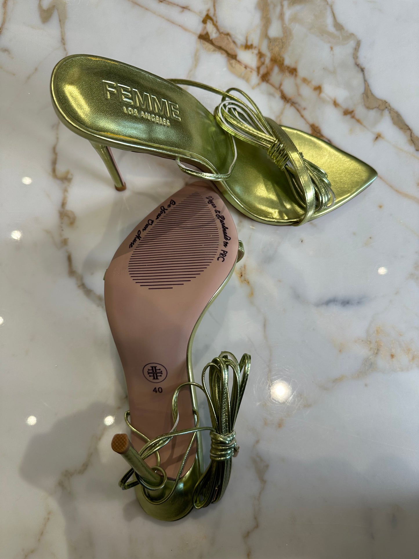 Femme Metallic Green Heels