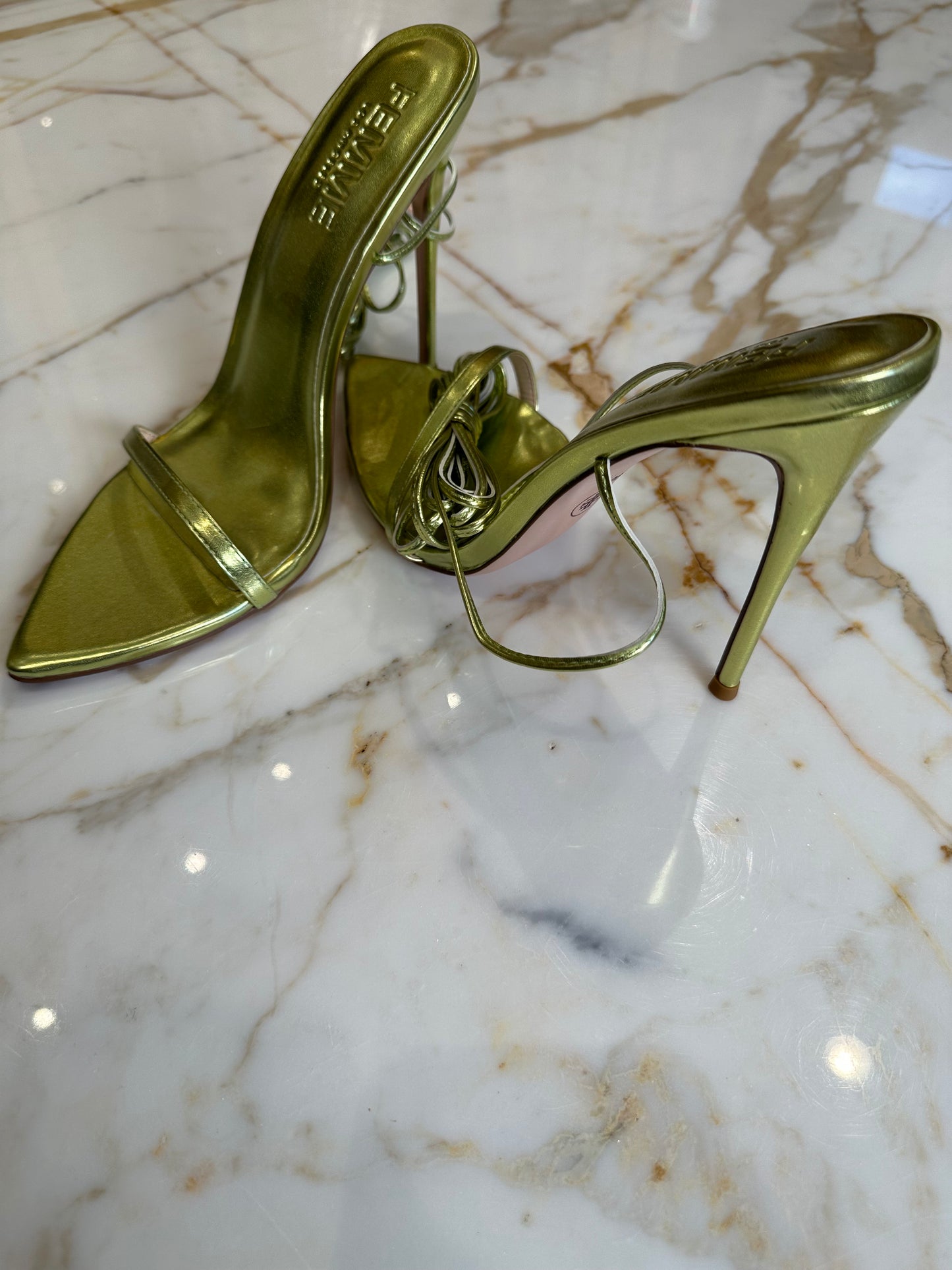 Femme Metallic Green Heels