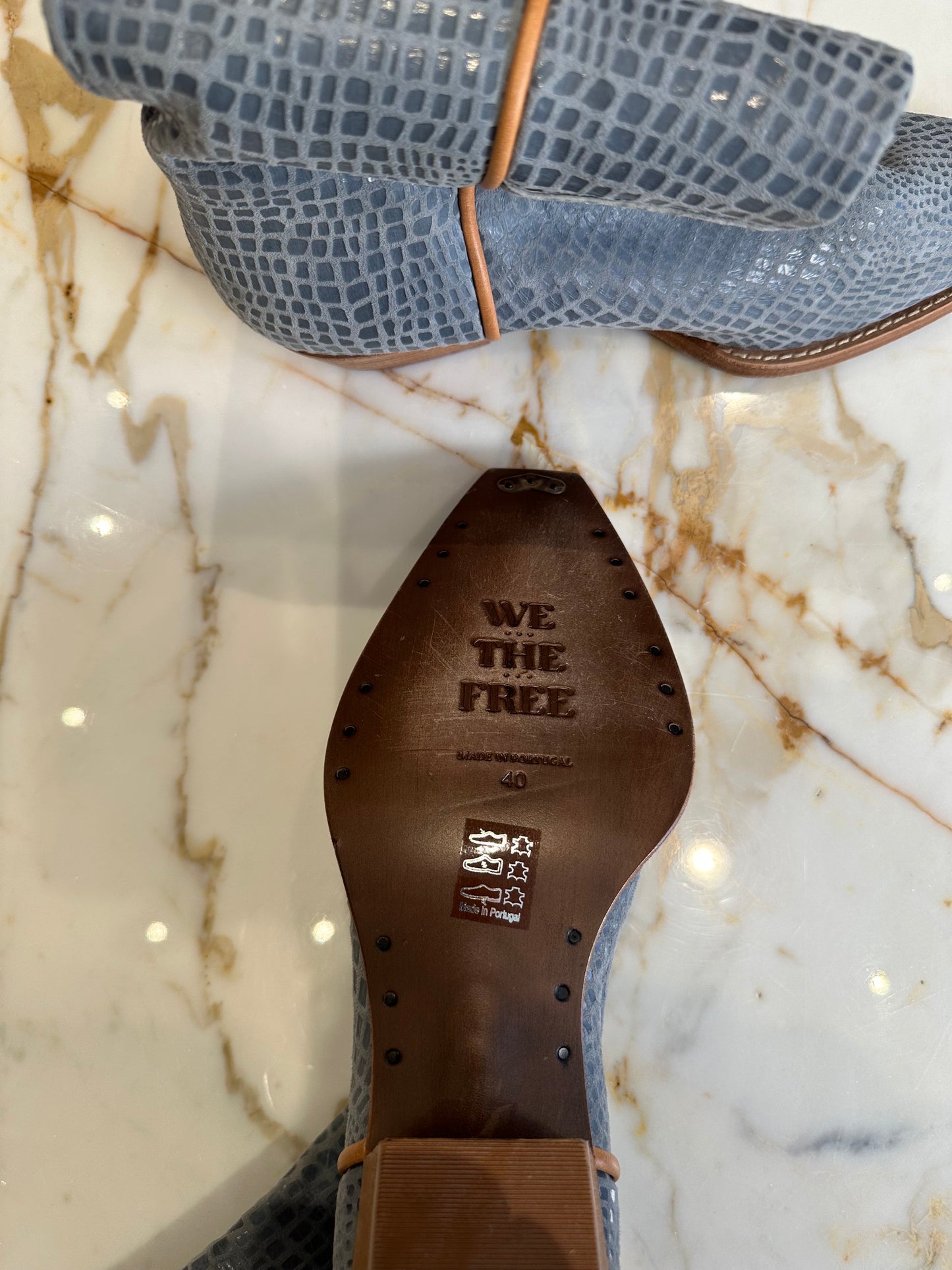Free People Leather Blue Boot