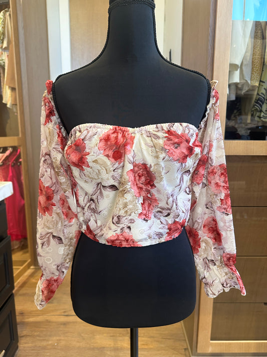 Floral Eilly Bazar Off Shoulder Crop