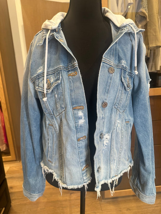 Veronica Bears Removable Hooded Denim Jacket