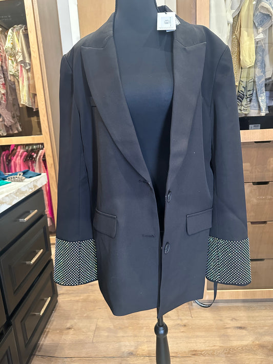 SLA Black Thea Oversized Crystal Cuff Blazer