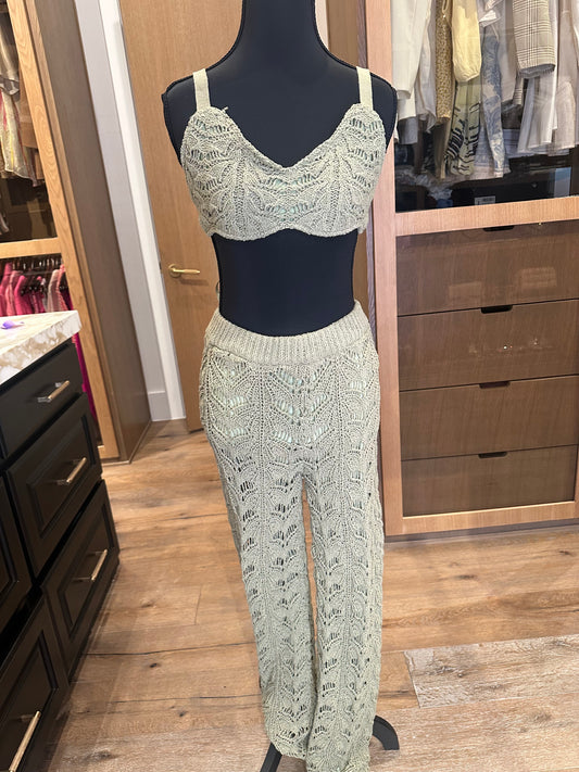 JLux Label Crochet Olive Green Summer Set
