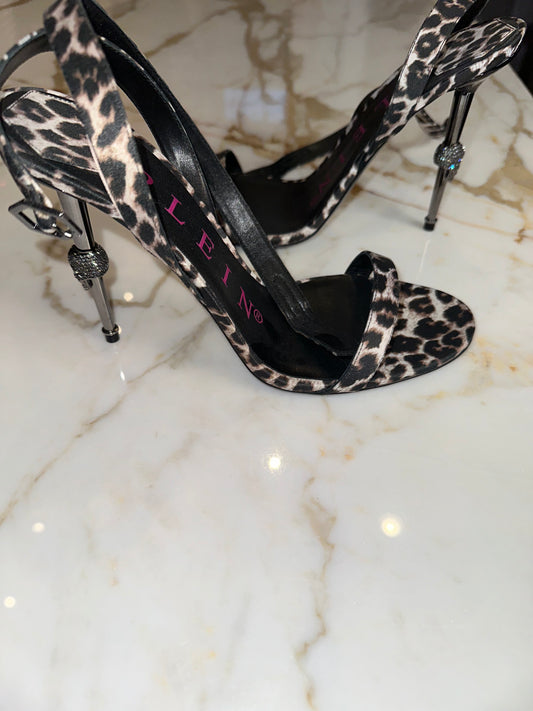 Phillip Plein Leopard Skull Heels