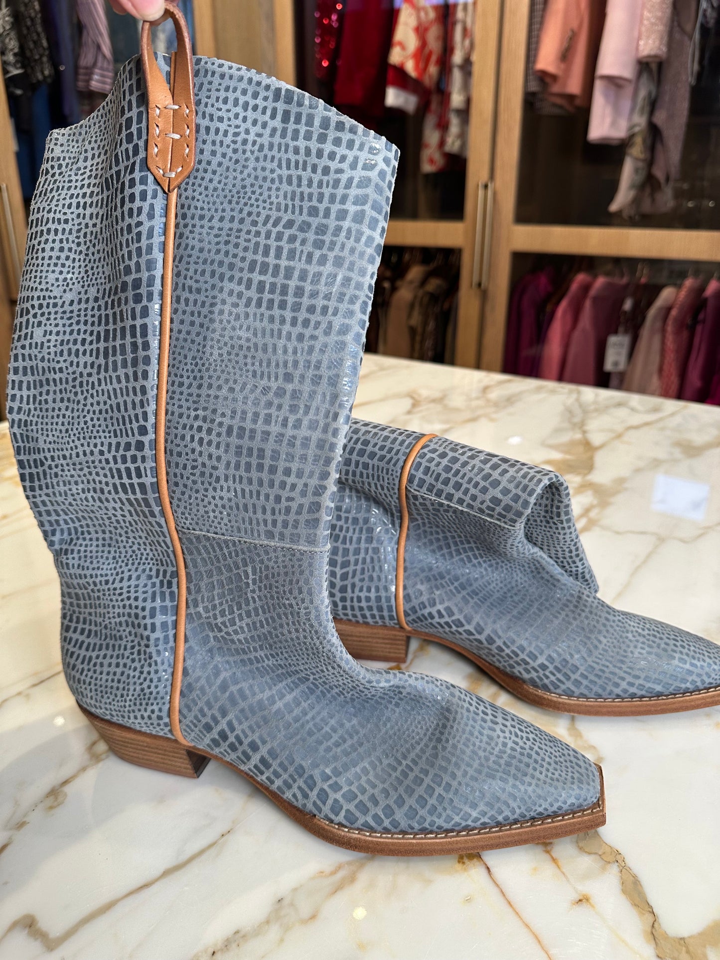 Free People Leather Blue Boot