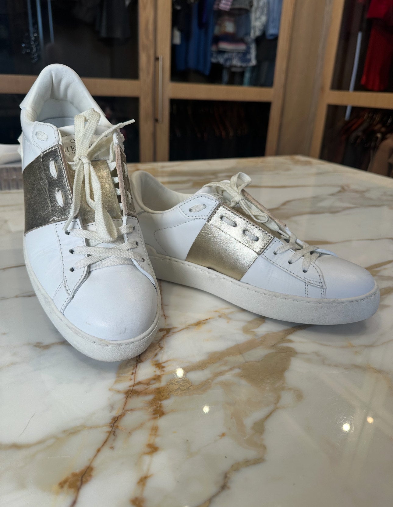 White and Metallic Valentino SHoes