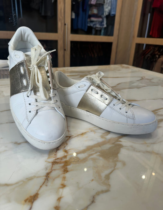White and Metallic Valentino SHoes